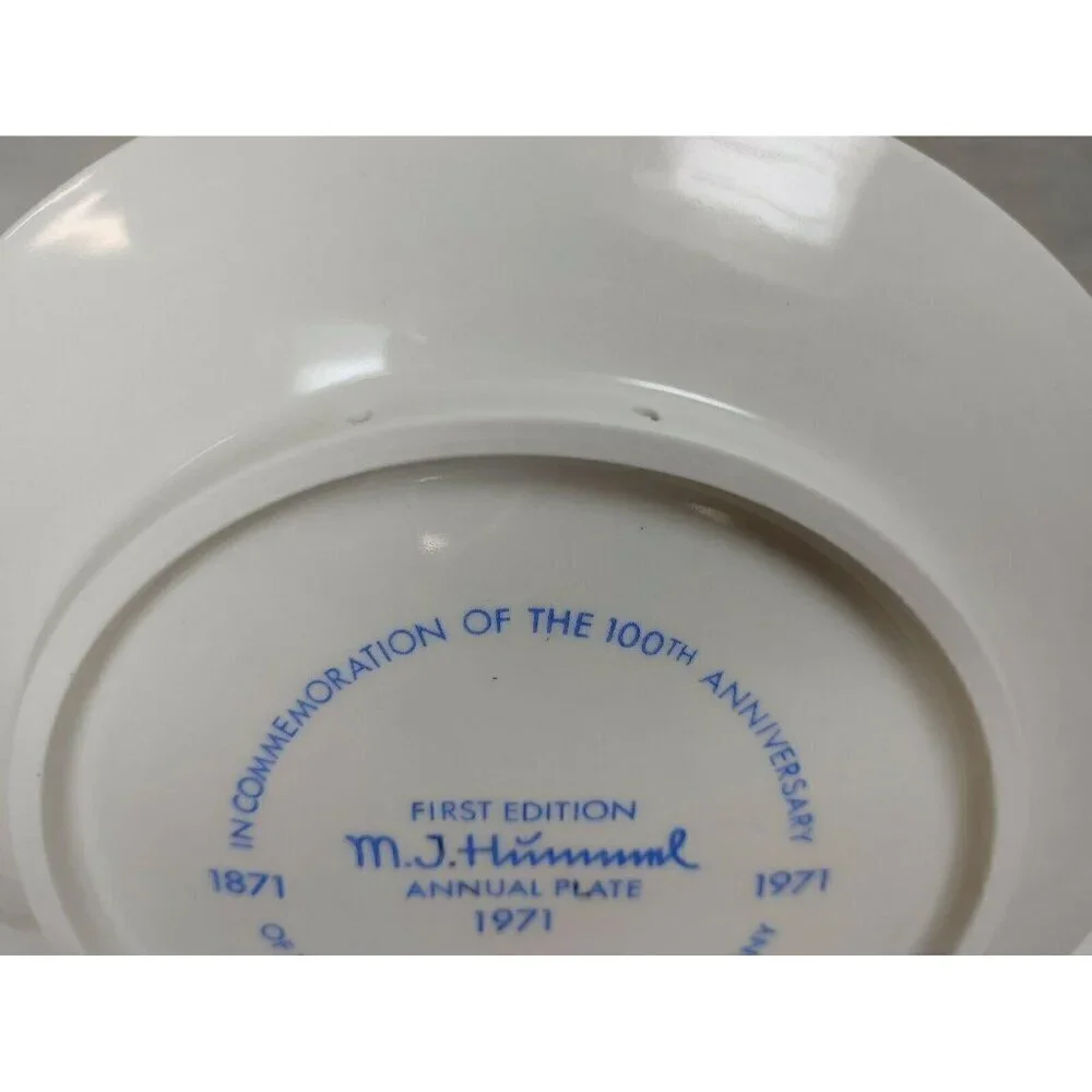 M J Hummel 1971 Hand Painted Porcelain First Edition 100 Years Angel Plate VTG
